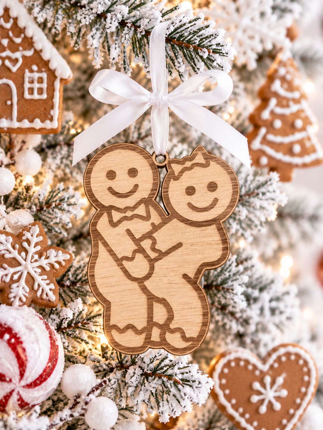 Rude Gingerbread Design 2 Hanging Ornament - 4mm Oak Veneered MDF