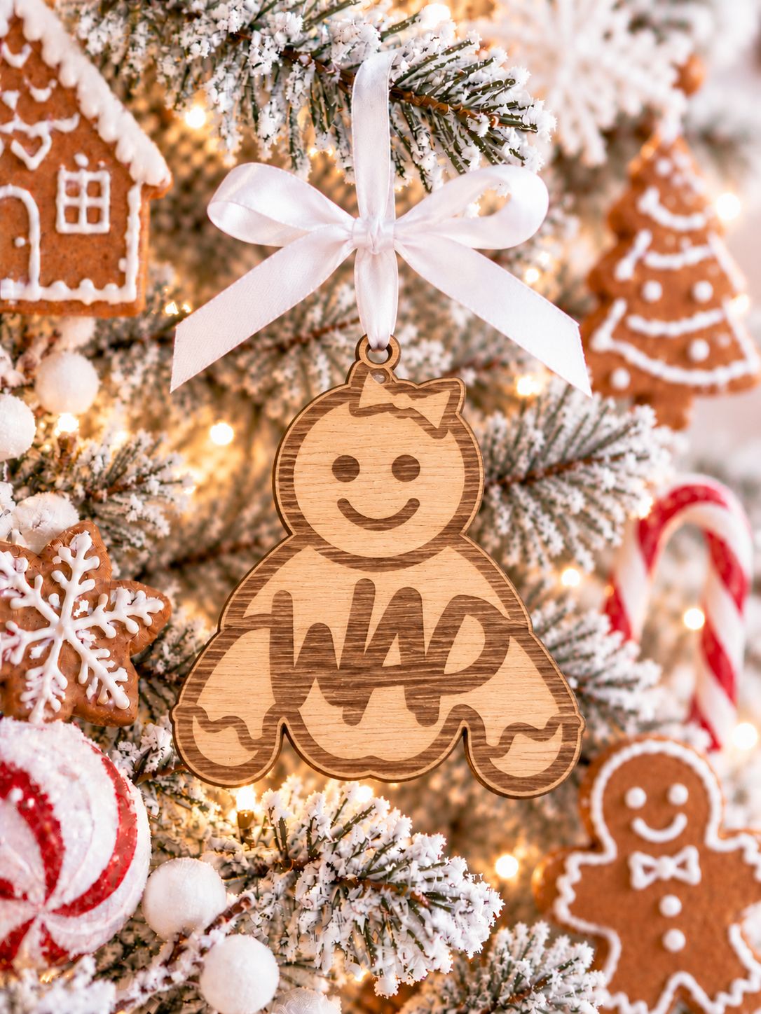 Rude Gingerbread Design 6 Hanging Ornament - 4mm Oak Veneered MDF