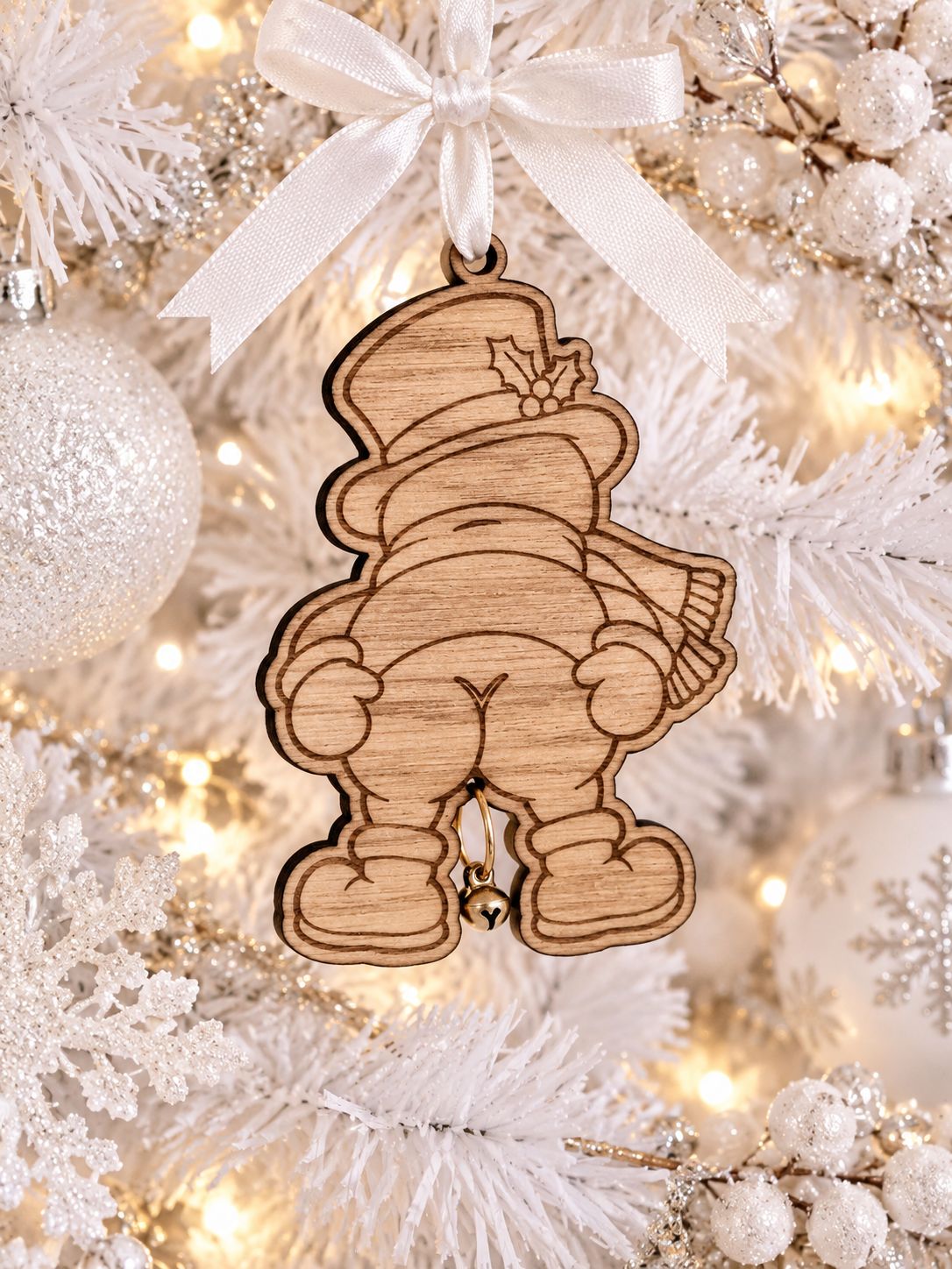 Jingle Balls Snowman Hanging Ornament - 4mm Oak Veneered MDF