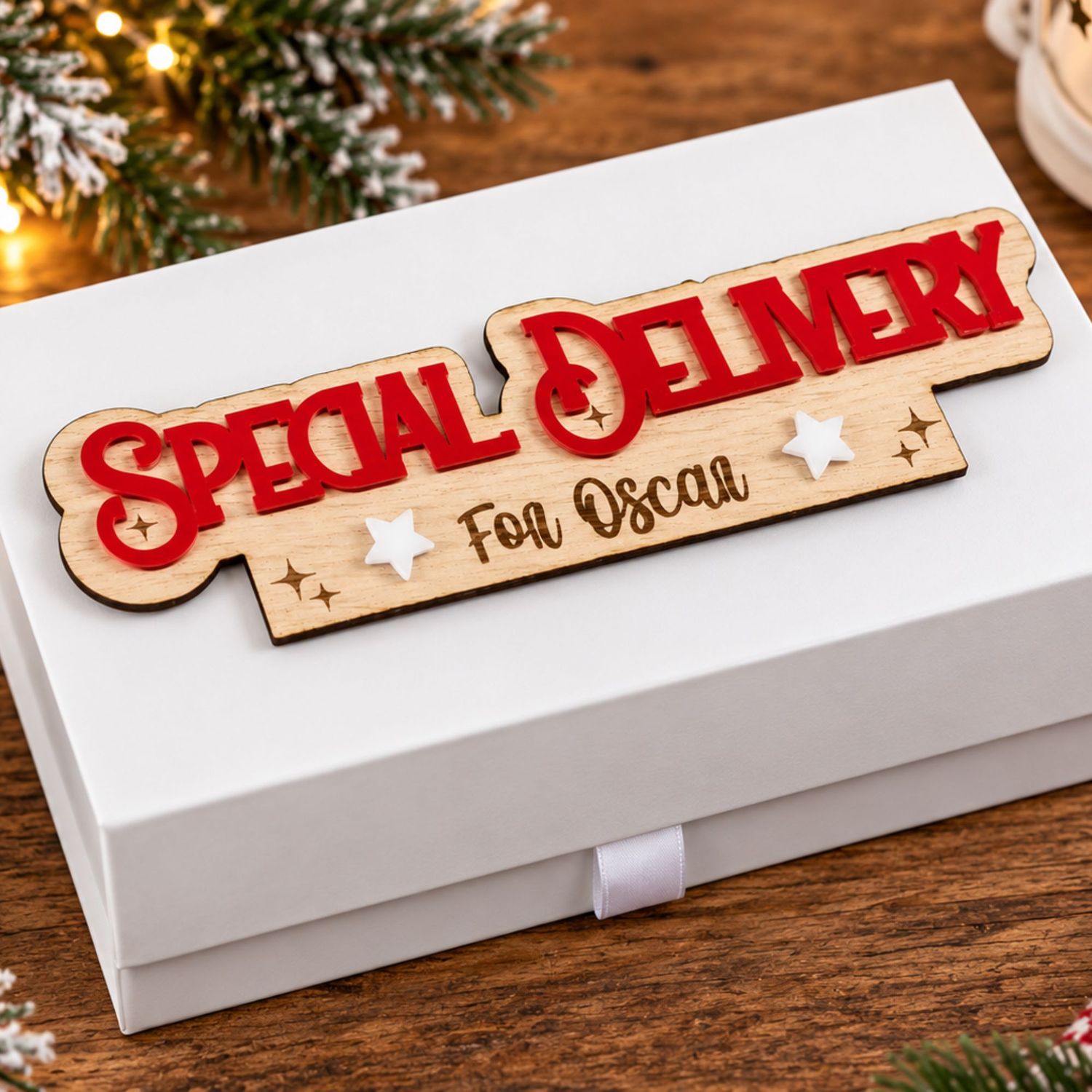 Special Delivery Design 2 Personalised Plaque- 4mm Oak Veneered &amp; Acrylic