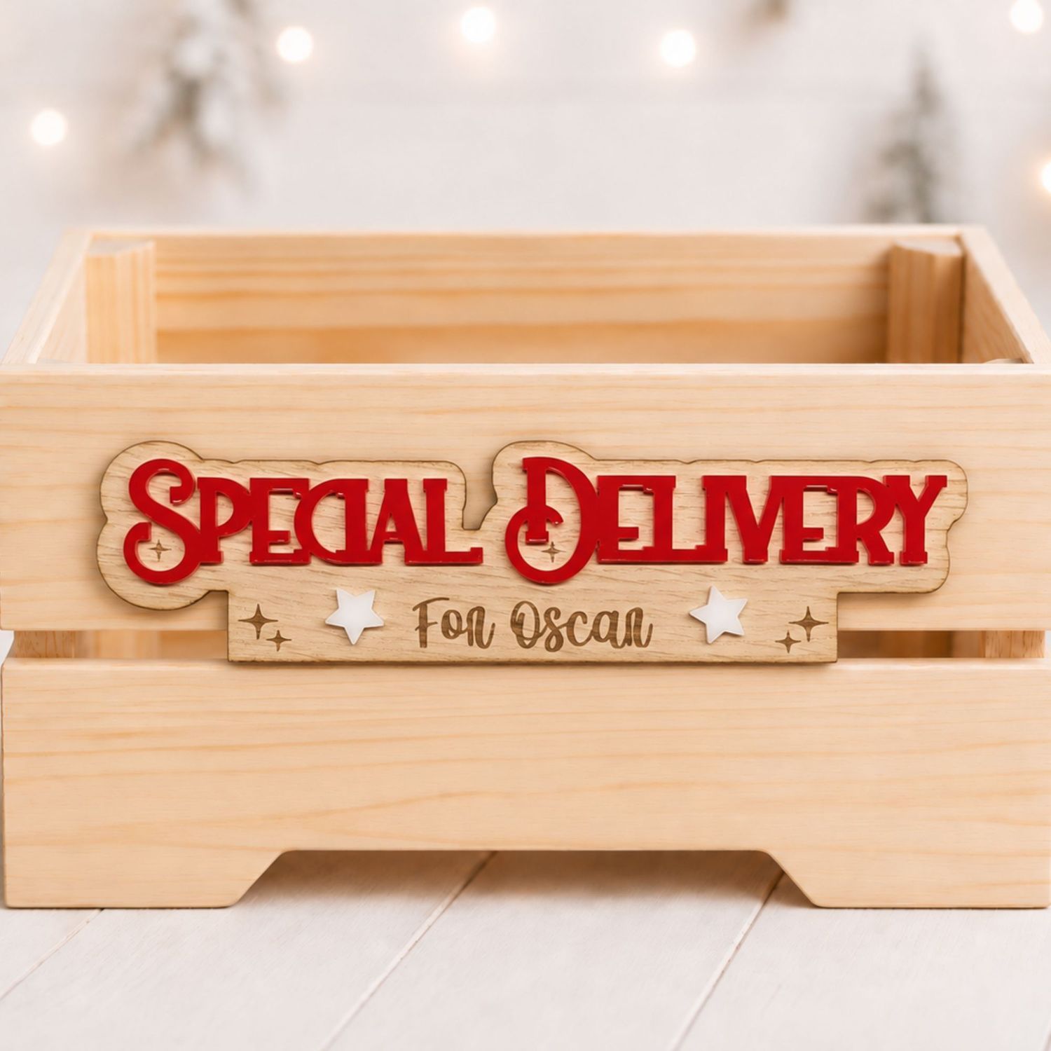 Special Delivery Design 2 Personalised Plaque- 4mm Oak Veneered &amp; Acrylic