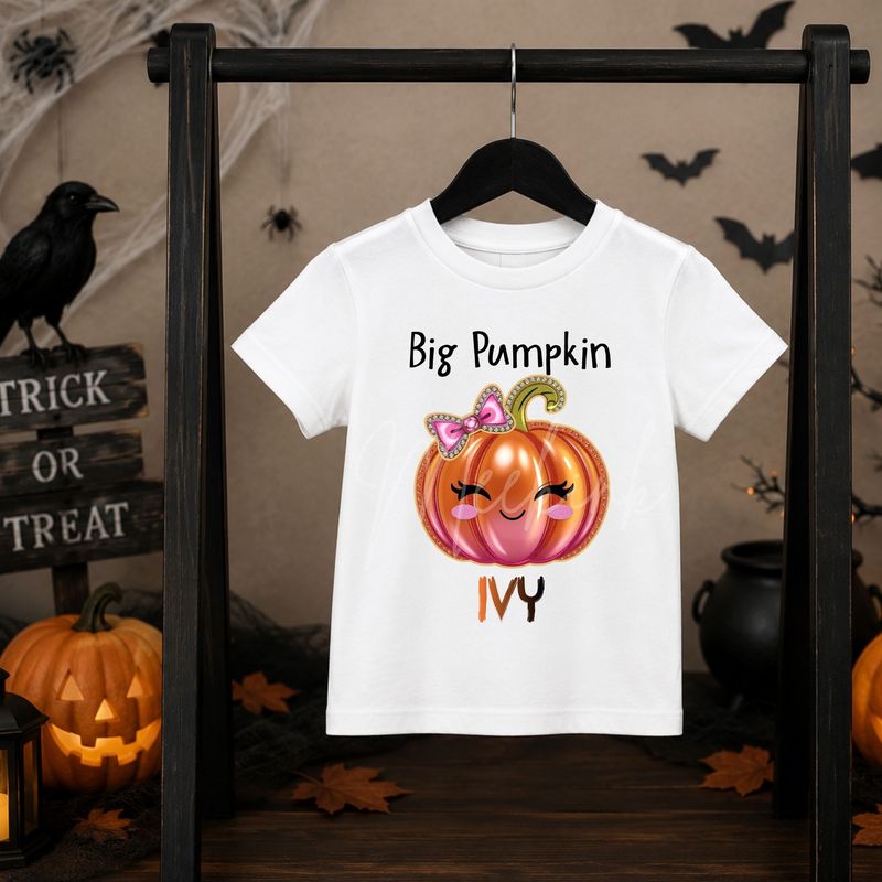 Big Pumpkin Pink Bow 15cm DTF PRINT