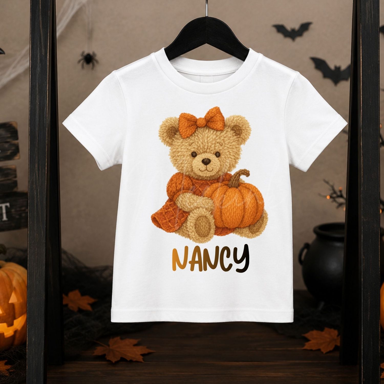 Teddy Pumpkin Bow 15cm DTF PRINT