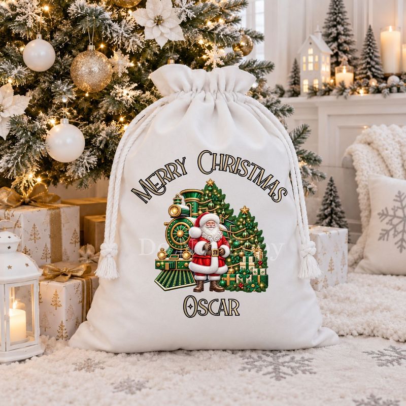 Santa Train Green 15cm DTF PRINT