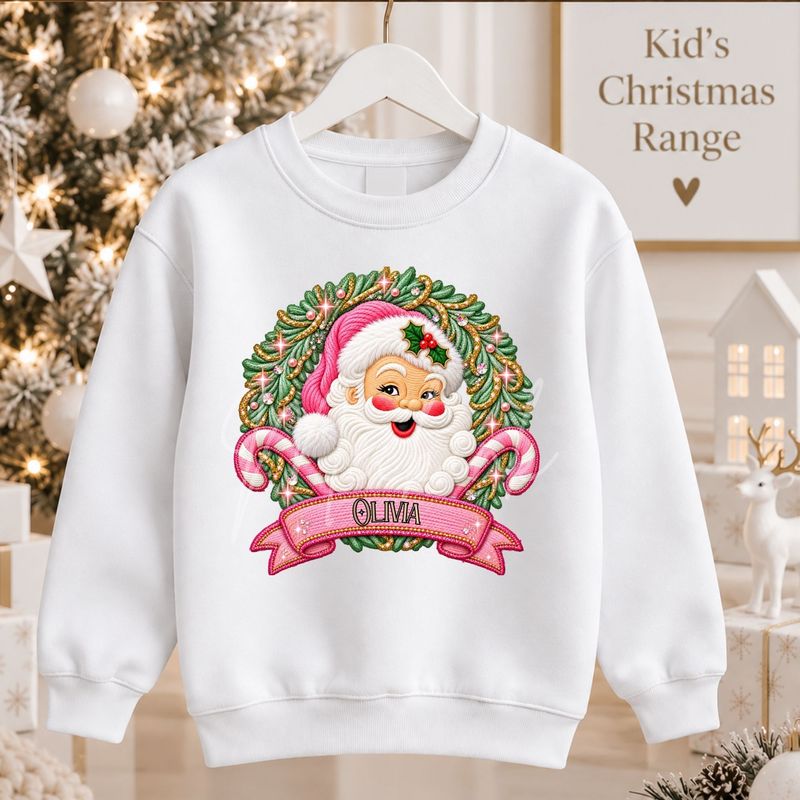 Pink Santa Candy Cane 15cm DTF PRINT