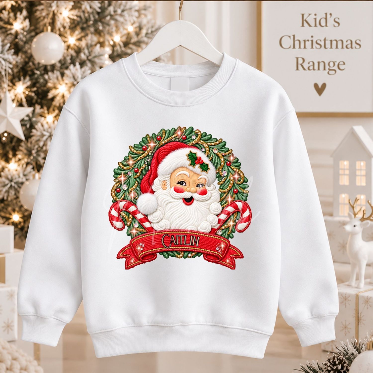 Red Santa Candy Cane 15cm DTF PRINT