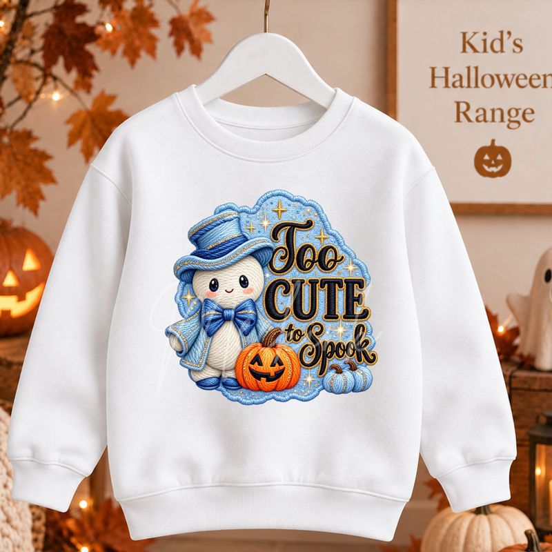 Blue Ghost Too Cute To Spook 15cm DTF PRINT