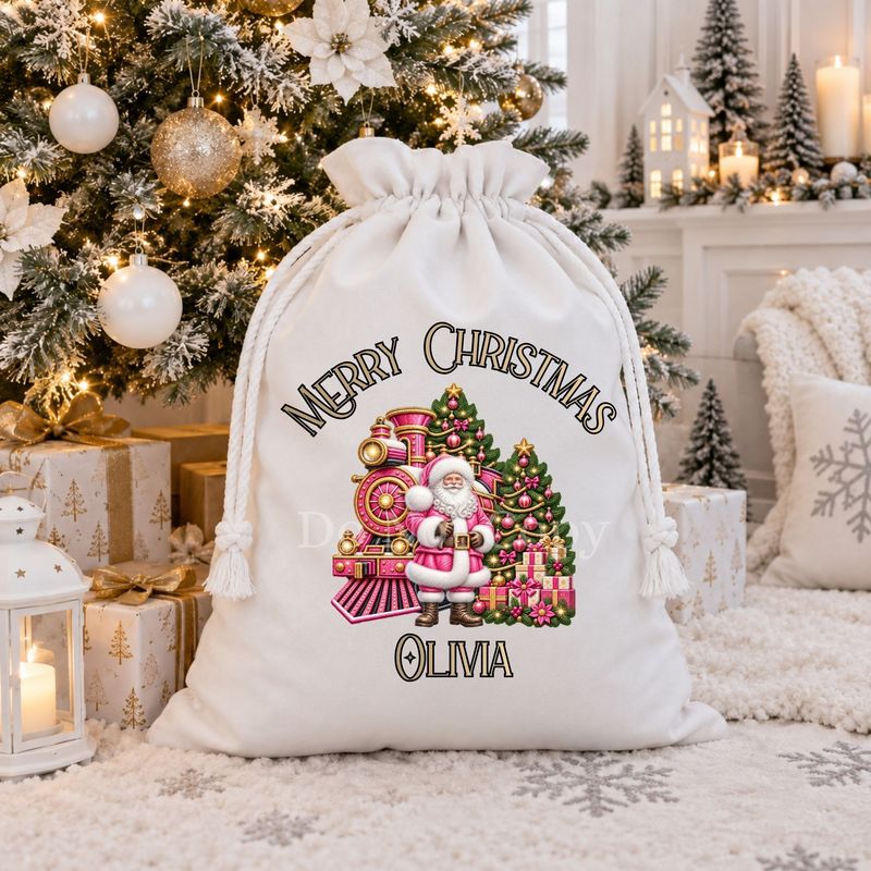 Santa Train Pink 15cm DTF PRINT