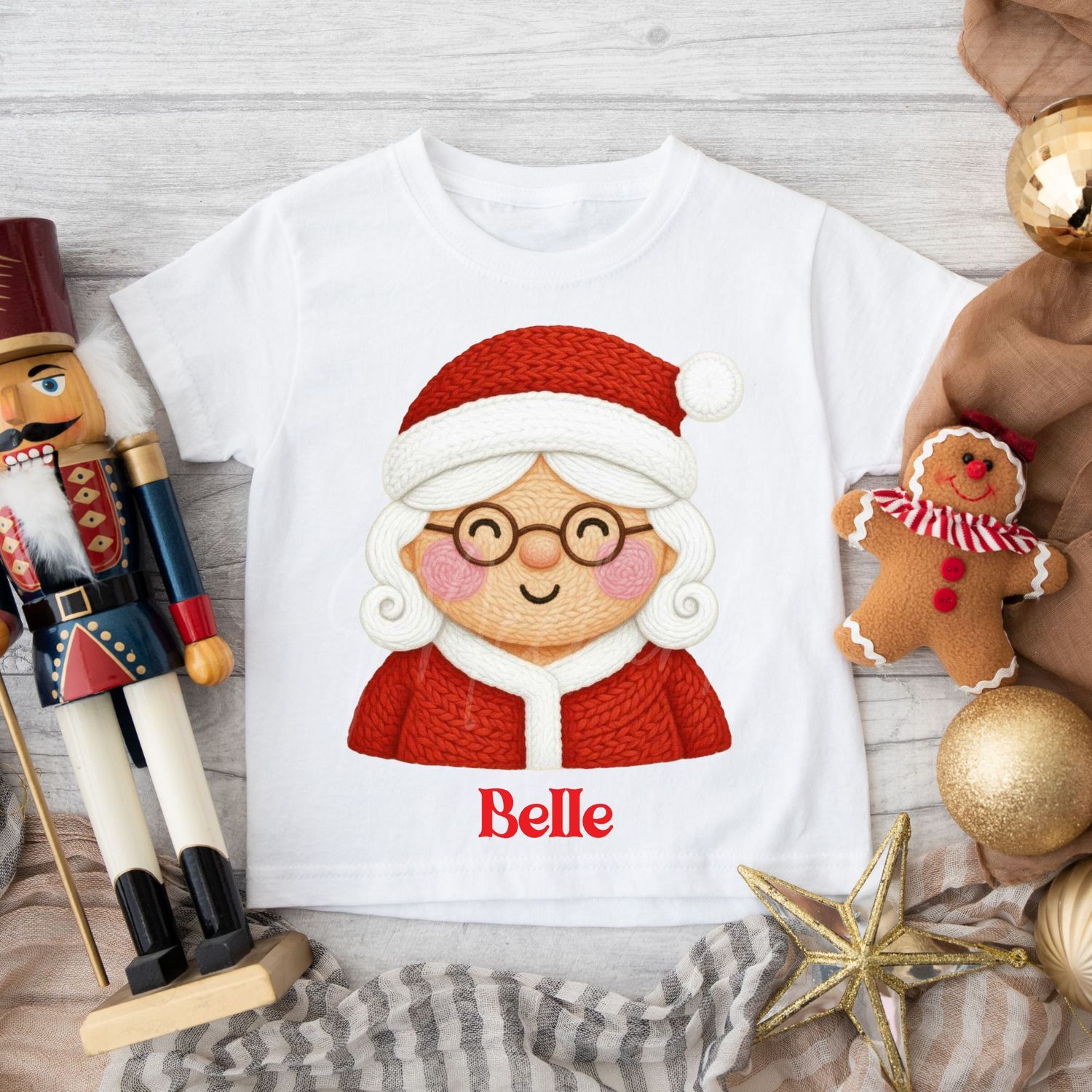 Faux Embroidery Effect Mrs Claus 15cm DTF PRINT