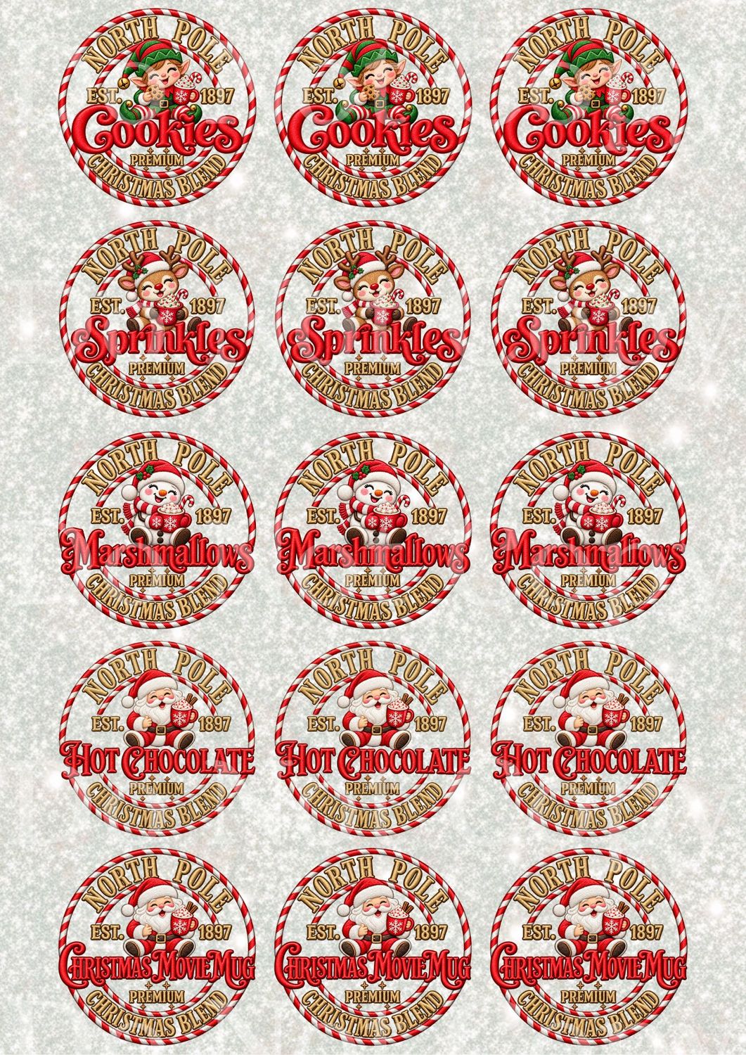 Santa Mix Hot Chocolate Station Decals A3 UVDTF - DTF or SUB