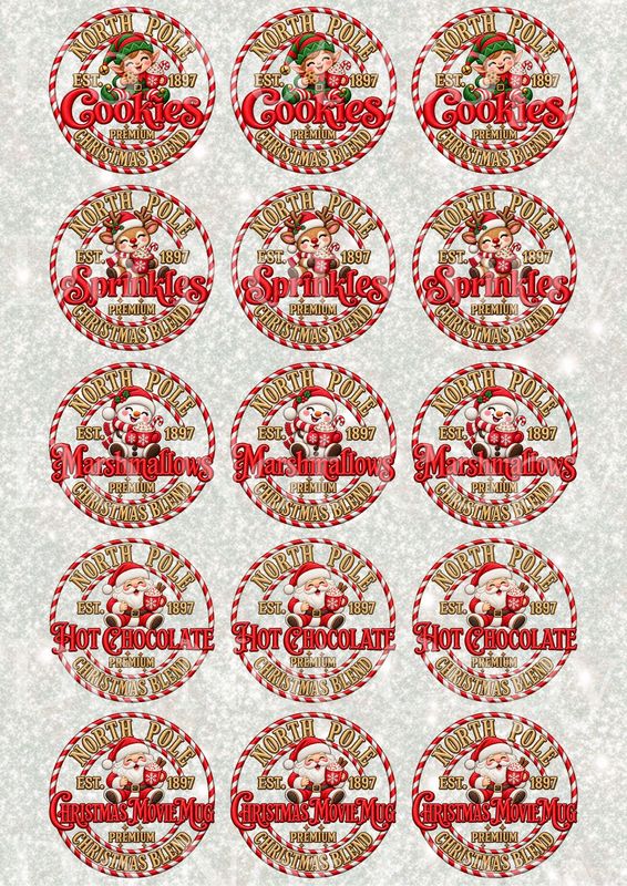 Santa Mix Hot Chocolate Station Decals A3 UVDTF - DTF or SUB