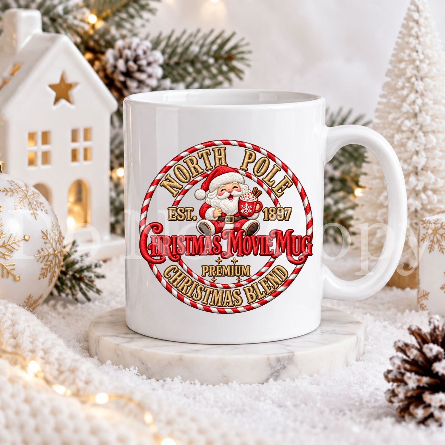 Santa Christmas Movie Mug UVDTF or DTF Decal