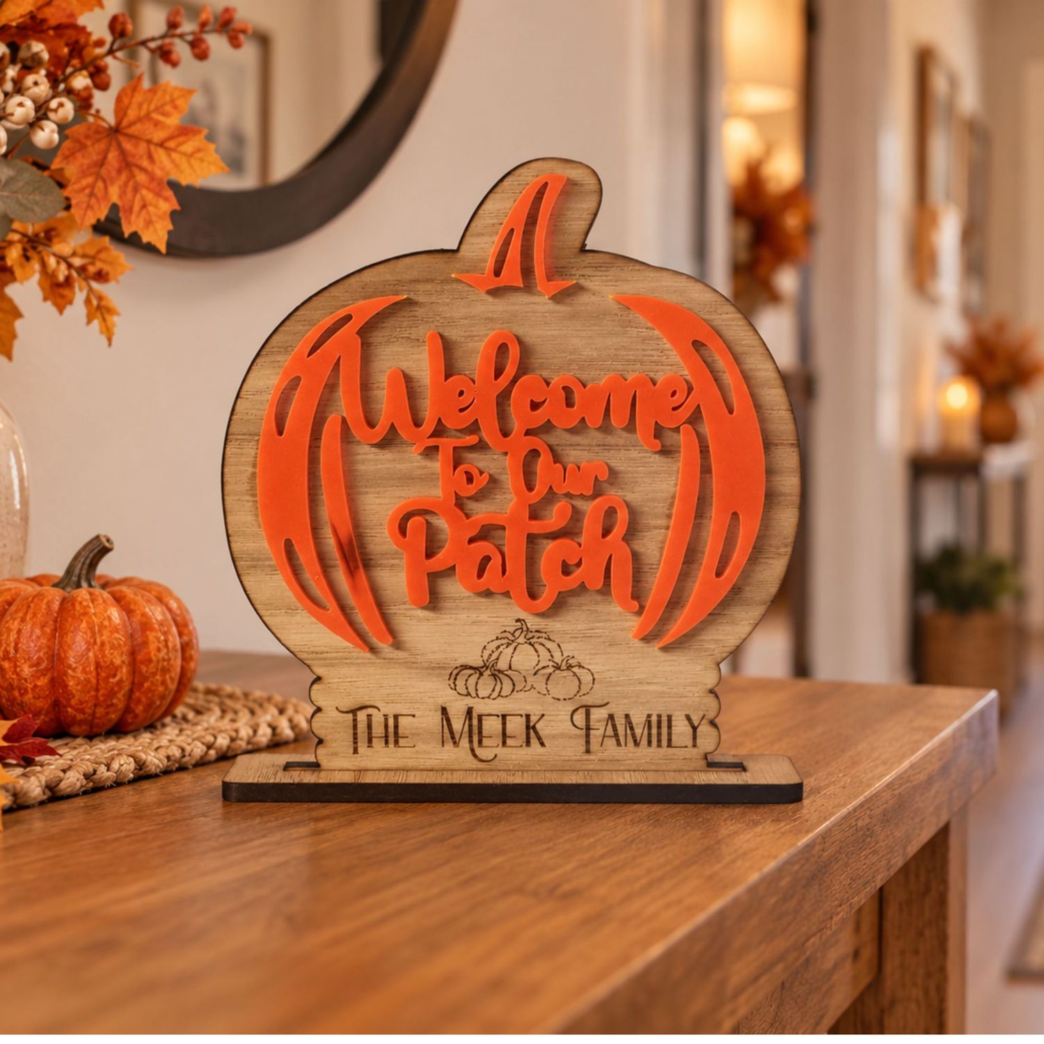 Welcome To Our Patch Pumpkin 4mm Oak Veneered Plaque &amp; 3mm Acrylic