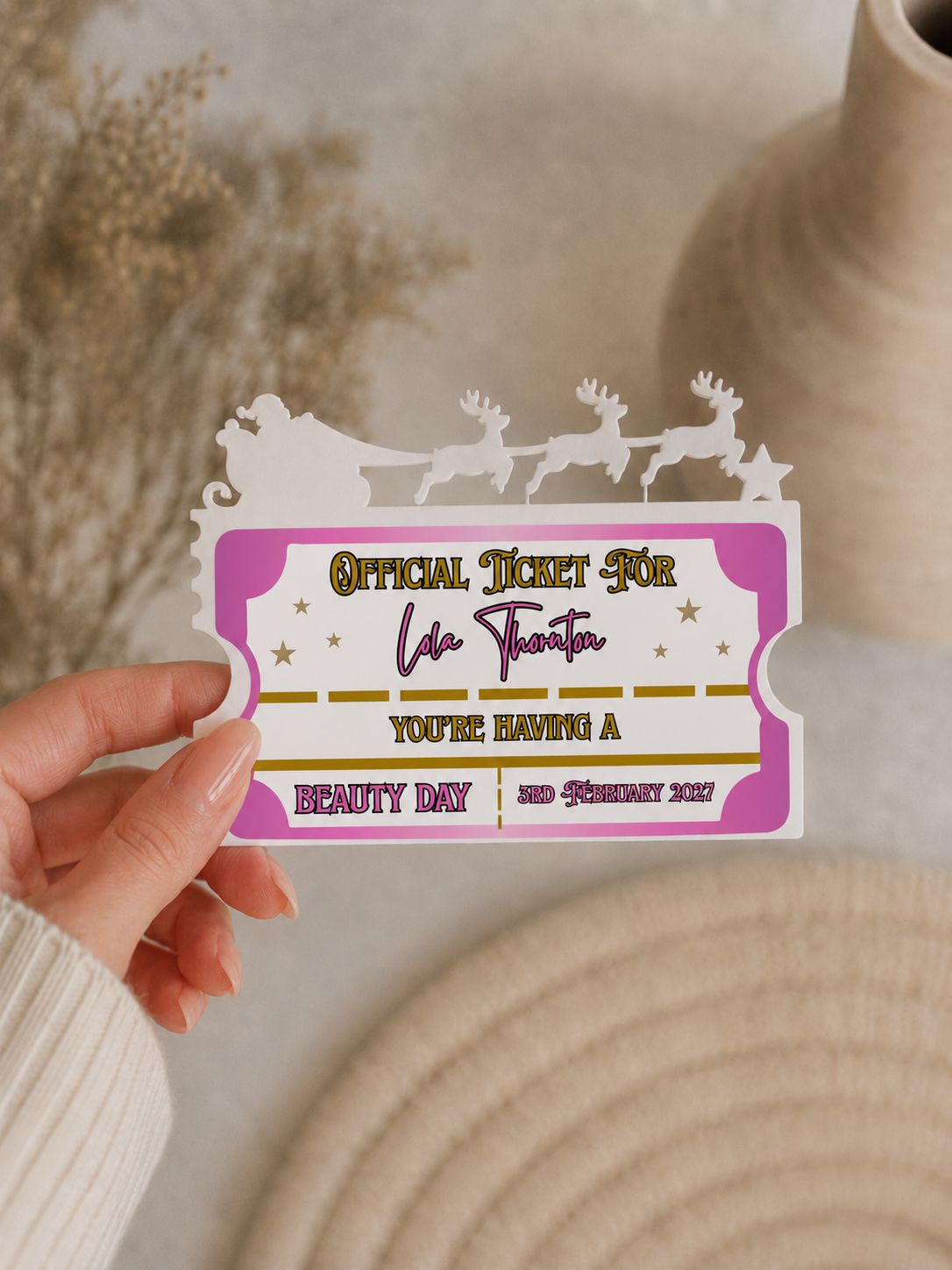 Stall Fillers x 5 PRINT &amp; BLANK Acrylic Santa Ticket &amp; UVDTF