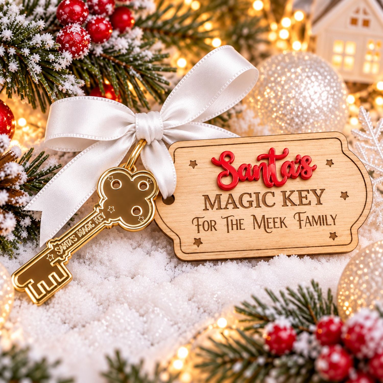 Santa's Magic Key Plaque Personalised - 4mm Oak Veneered &amp; Acrylic