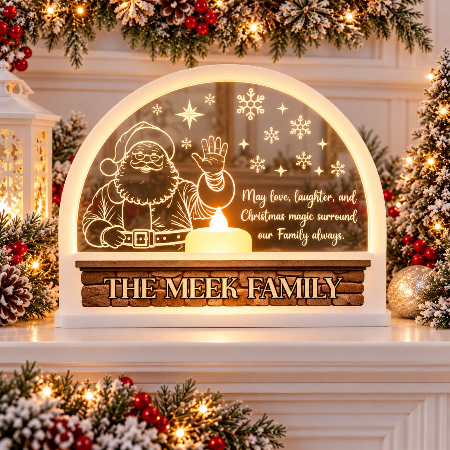 Personalised Santa Window With Stand For Battery Candle 3mm Acrylic