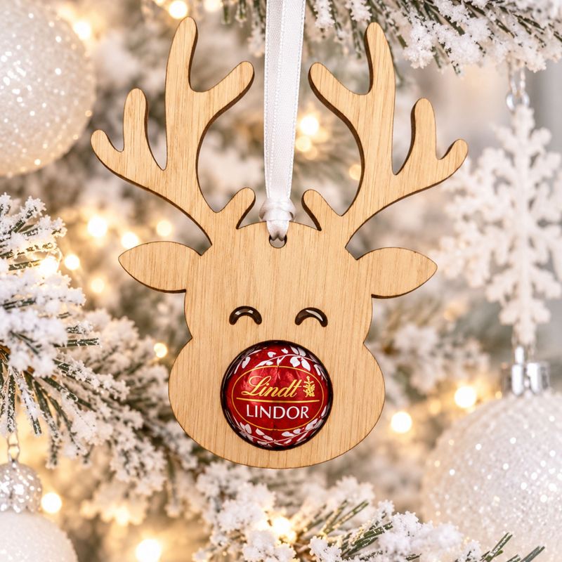Reindeer Chocolate Holder Ornament 4mm Oak veneered MDF