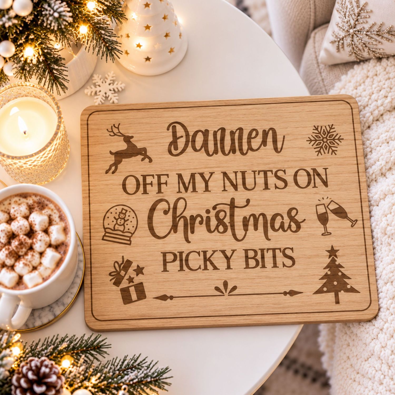 Off My Nuts On Christmas Picky Bits Laser Cut &amp; Engraved Mini Board