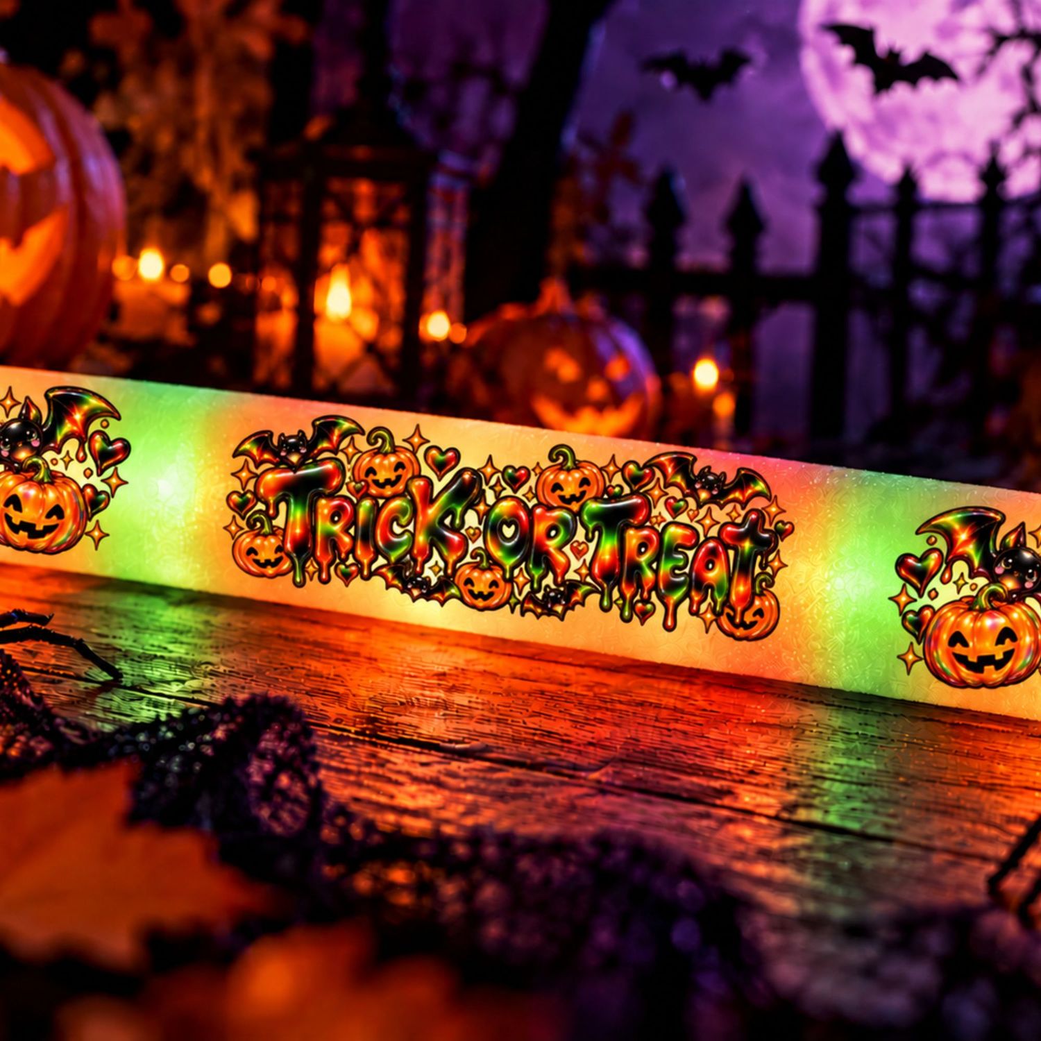 Trick Or Treat UVDTF Decal Suitable For Led Foam Glow Sticks