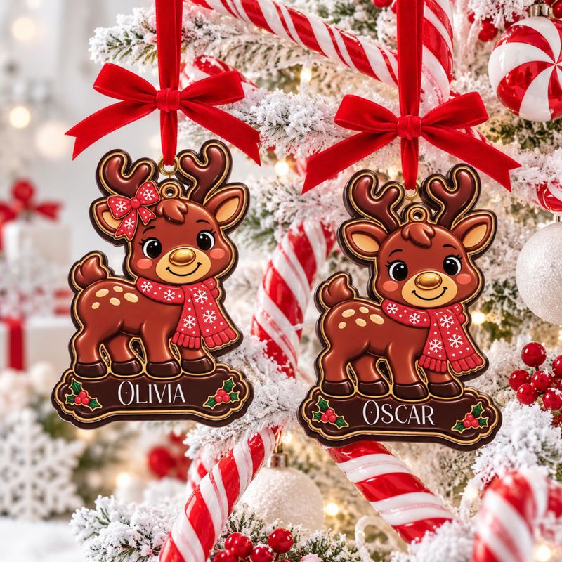 PRINT &amp; BLANK Christmas Chocolate Reindeer Personalised UVDTF Decal &amp; Acrylic Blank
