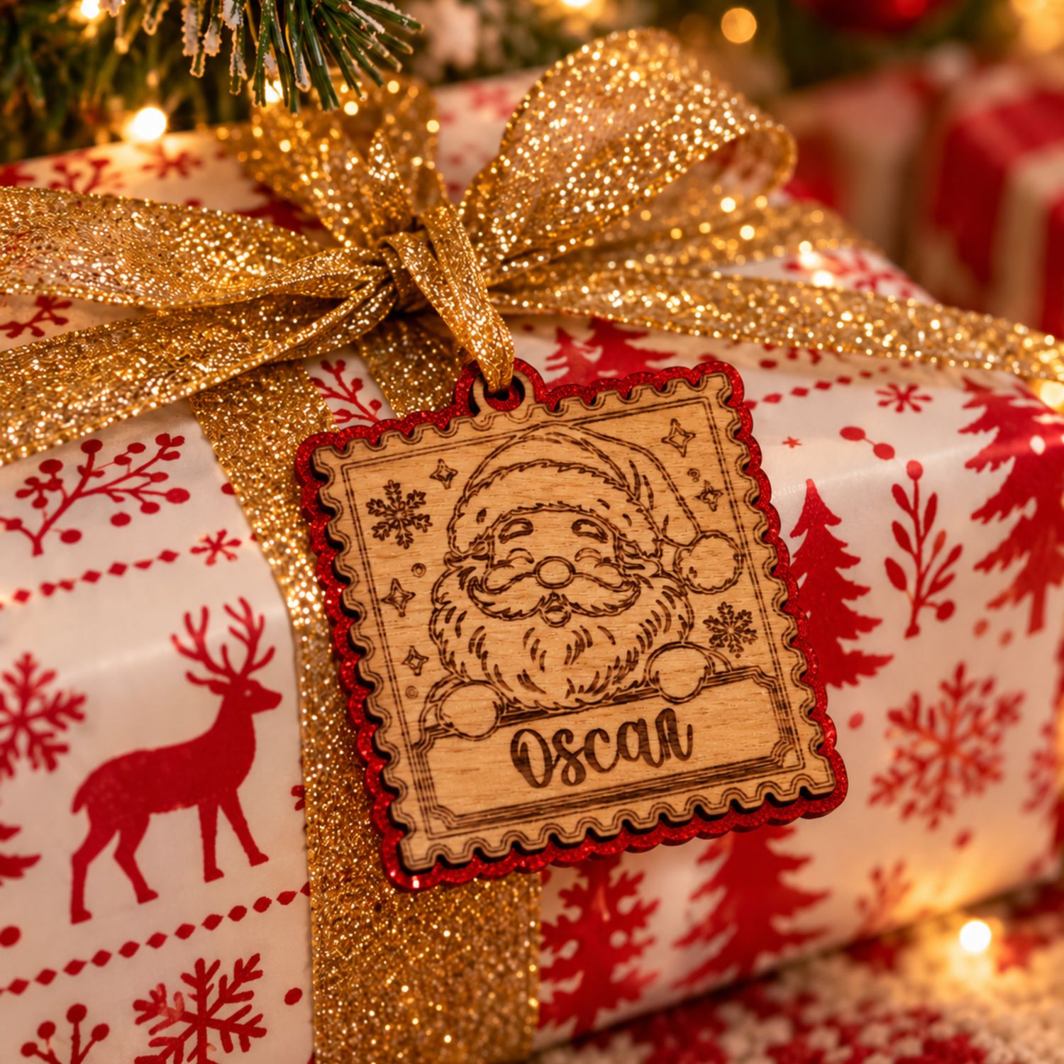 Wooden Stamp Christmas Tags, With Choice Of Acrylic Backing