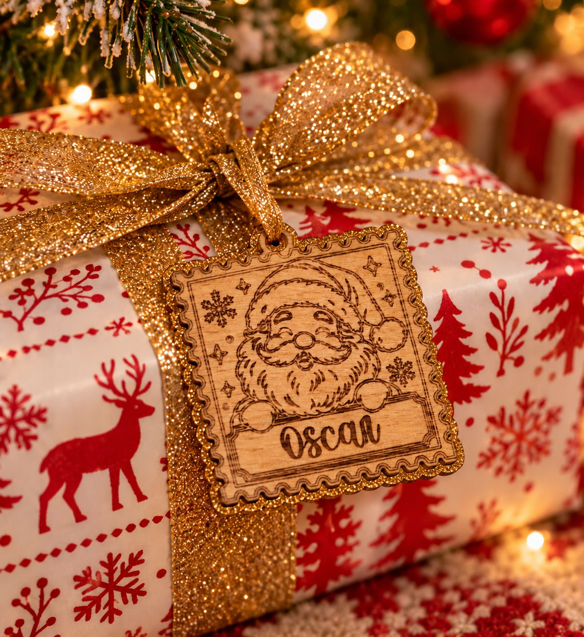 Wooden Stamp Christmas Tags, With Choice Of Acrylic Backing