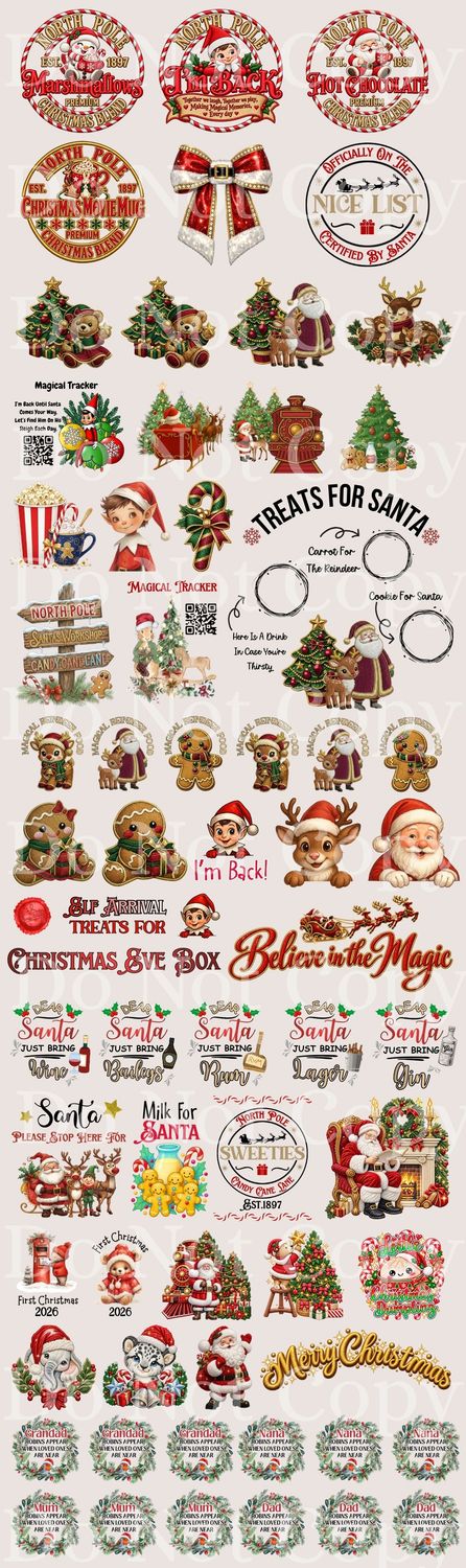1 Metre Christmas Mix Sheet UVDTF or DTF