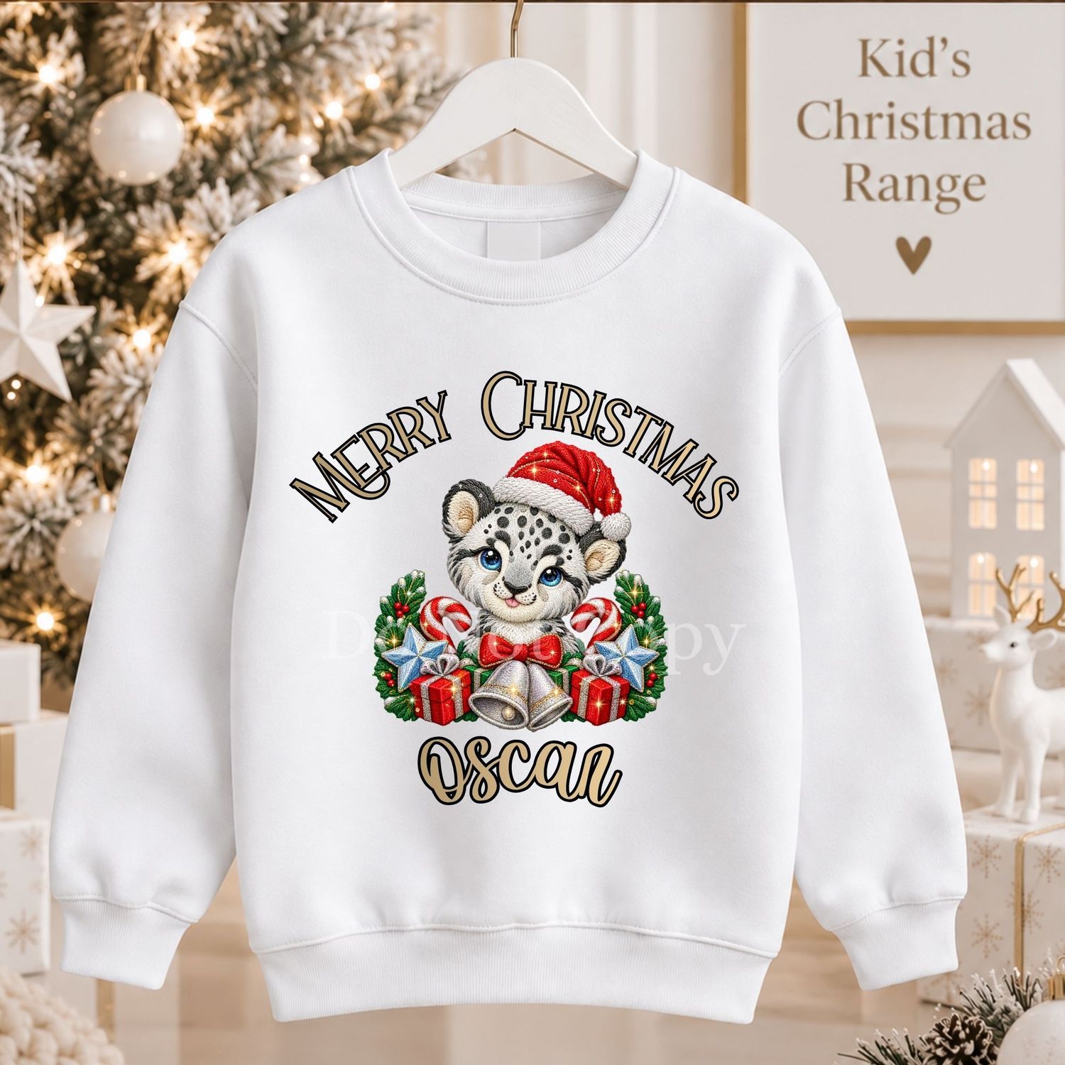 Snow Leopard Merry Christmas DTF Decal