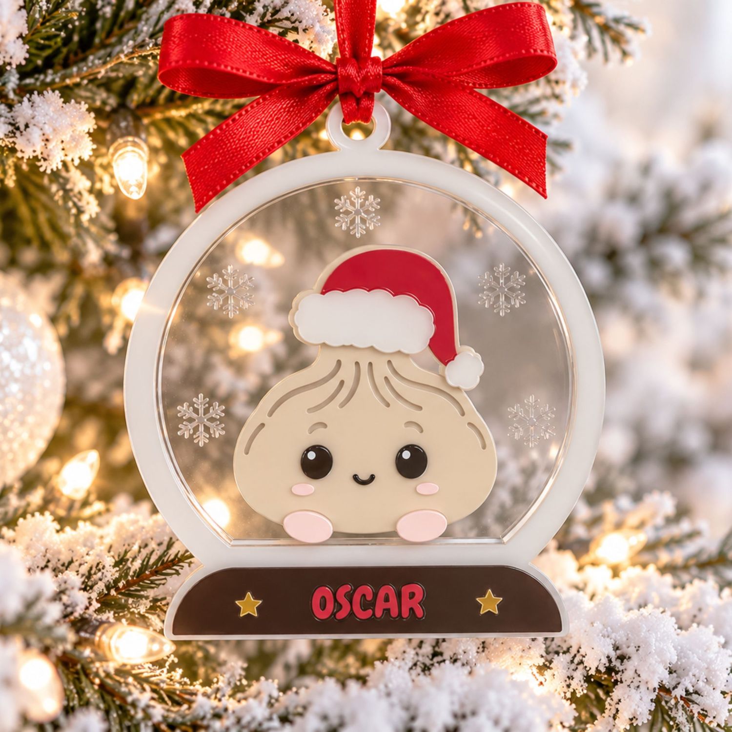 Acrylic Personalised Dumpling Christmas Snow Globe
