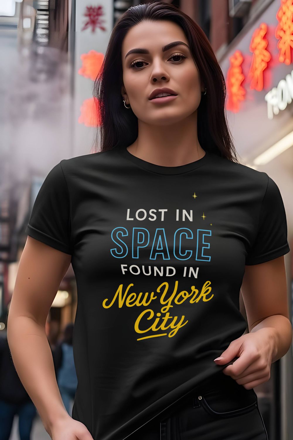 Lost in Space Found in NYC T-shirt - Gildan 5000 Direct to Garment Print