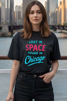 &quot;Lost in Space Found in Chicago&quot; T-Shirt - DTG Printed Gildan 5000