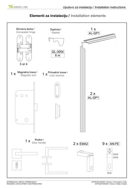 Komplet set za skrivena vrata