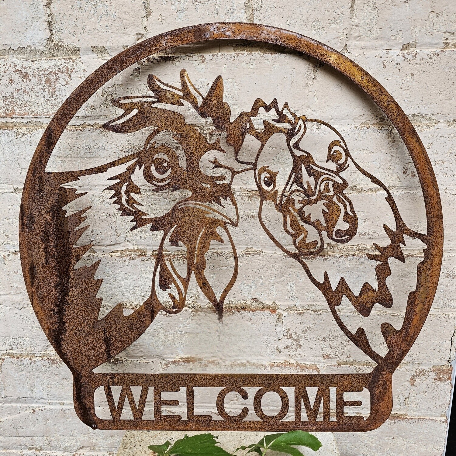Mr Rooster &amp; Mrs Chicken Welcome Wall Art
