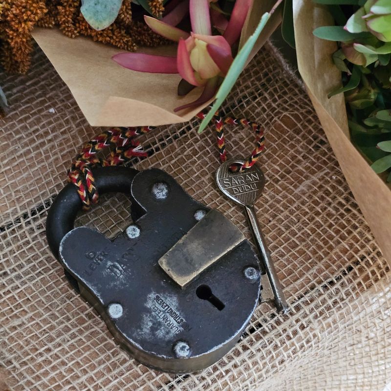 Vintage Steel padlock w/key Working