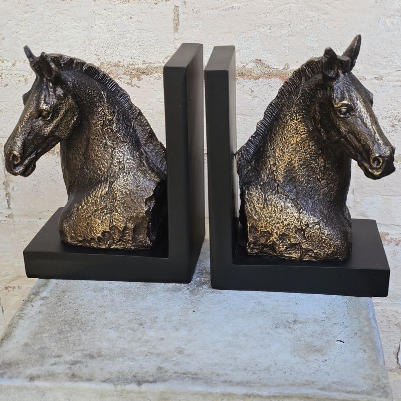 Aged Bronze look Horse Bookends