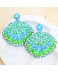Anna Nova Beaded Blue Shell Earrings