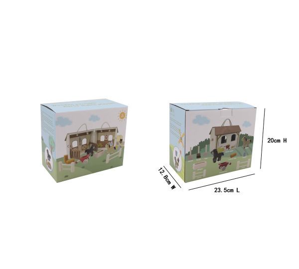 Wooden Stable w/Horses Play Set