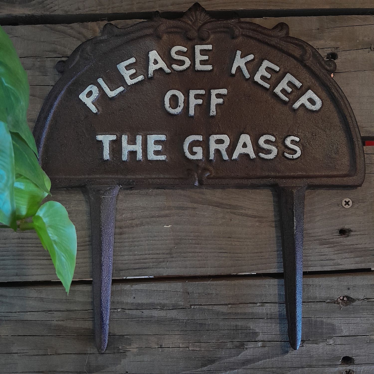 Keep Off The Grass Cast Iron Stake Sign