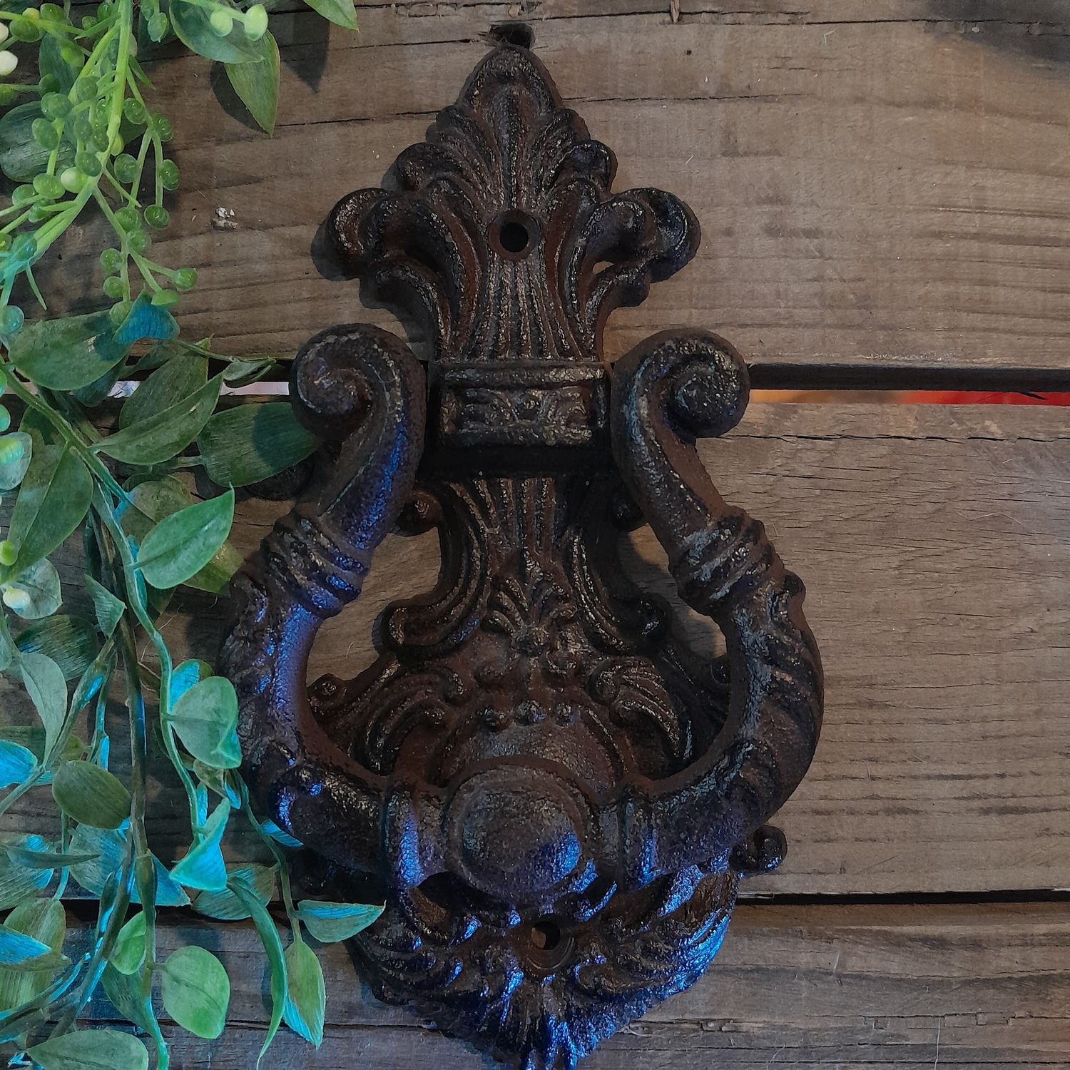 Antique style ornate cast iron door knocker