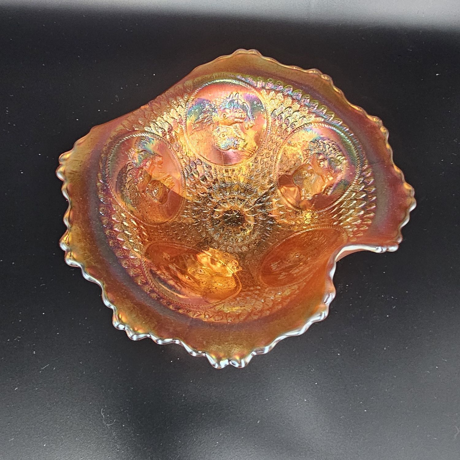 Fenton Horses Carnival Glass Jack in the Pulpit Bowl