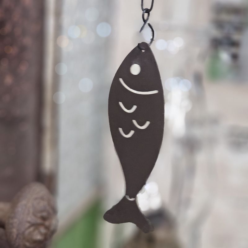 Moose the Cat w/Fish Cast Iron Doorbell
