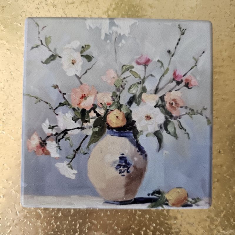 Still Life Painting Flowers in Vase S/4 Coasters
