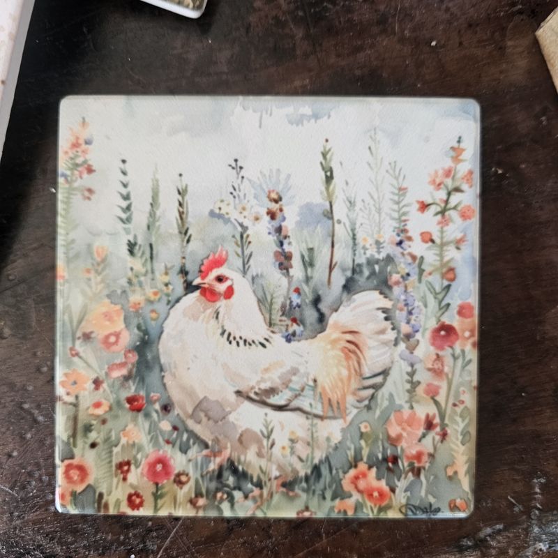 Chickens in a Country Garden S/4 Coasters
