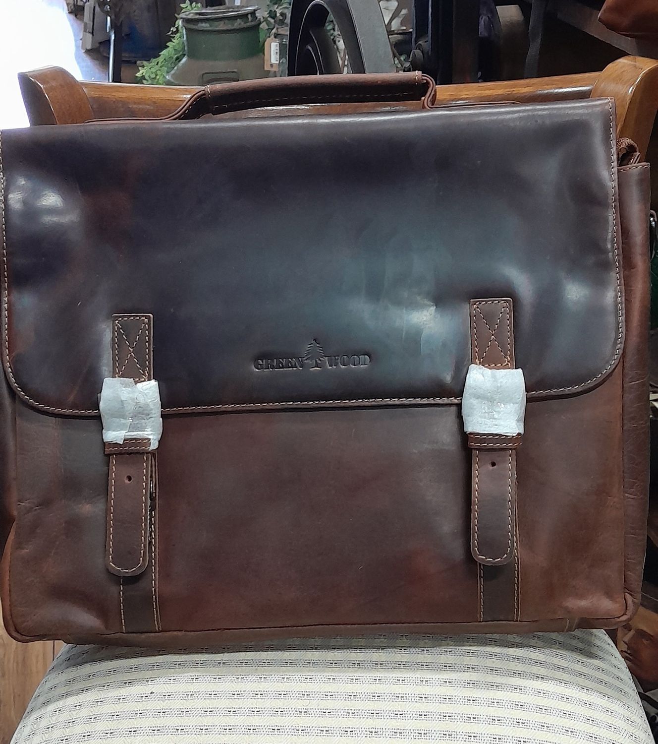 The Bach leather laptop briefcase, Colour: Sorgham