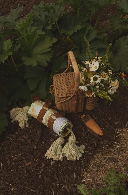 Wandering Folk Lemon/Olive w/Tassles Picnic Rug