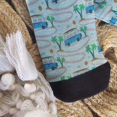 Endless Summer Kombi Van Bamboo Socks womens sz 9+/mens 9-14