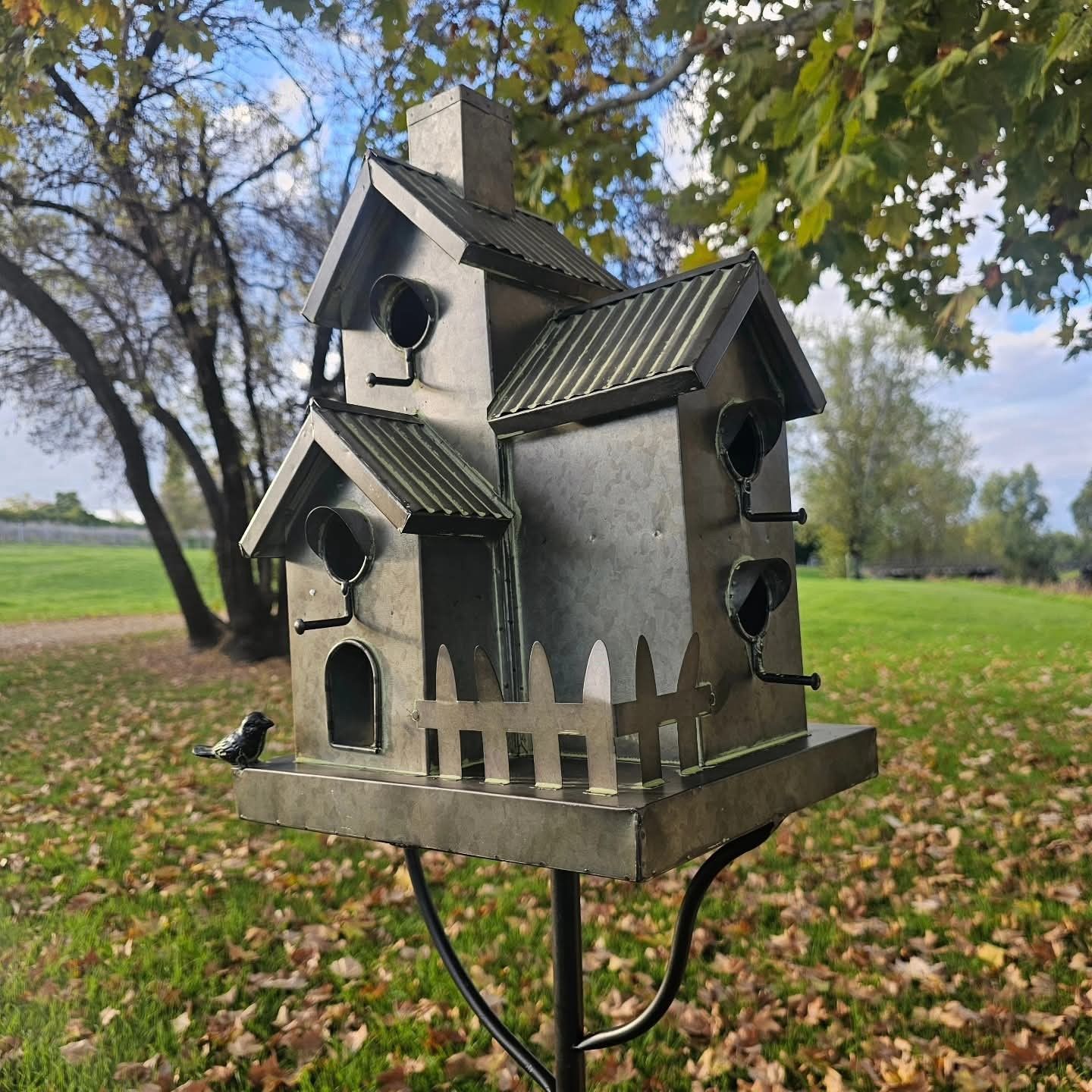 Triple Storey Metal Bird House on Stake