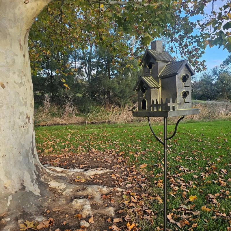 Triple Storey Metal Bird House on Stake