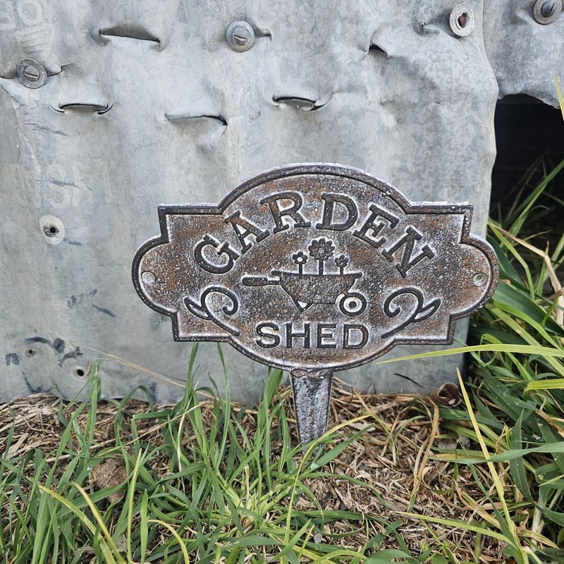 Garden Shed Cast Iron Sign on Stake