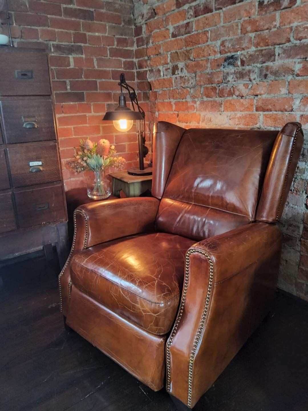 The Winston Wing Back Leather Recliner